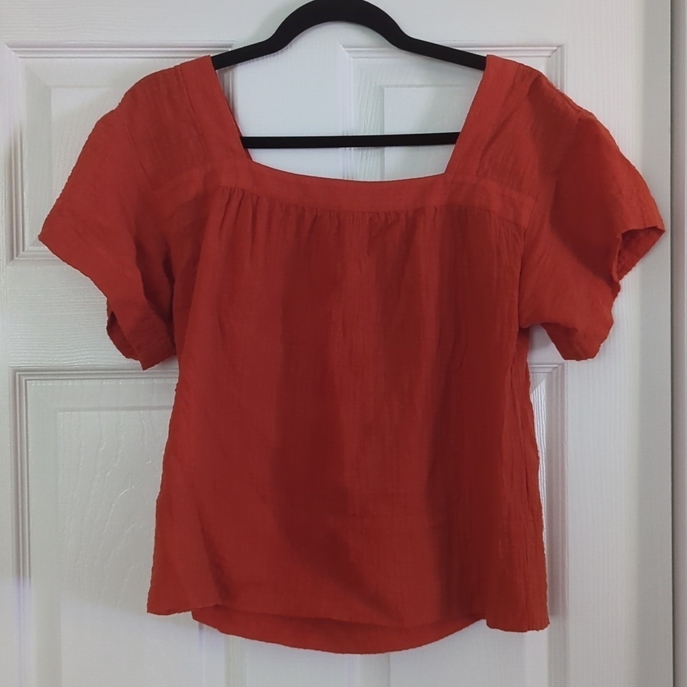 Madewell XS Square Neck Short Sleeve Popover Top